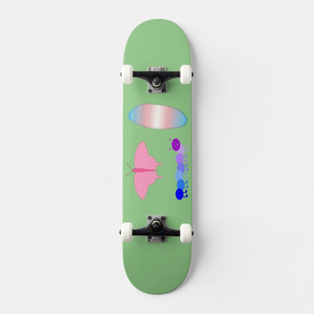 Skateboard LGBTQIA Transgenre Fierté Caterpillar to Butfly (Recto)