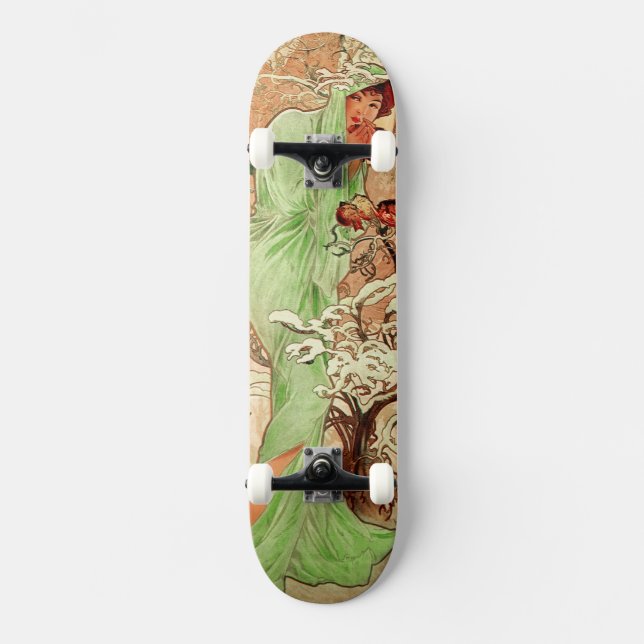 Skateboard L'hiver dans un cap vert par Alphonse Mucha (Recto)