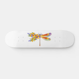 Skateboard libellule de fleurs jaunes