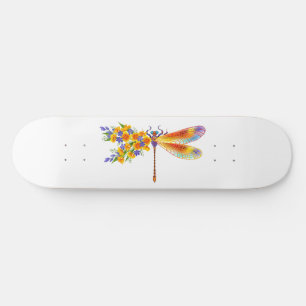 Skateboard libellule de fleurs jaunes