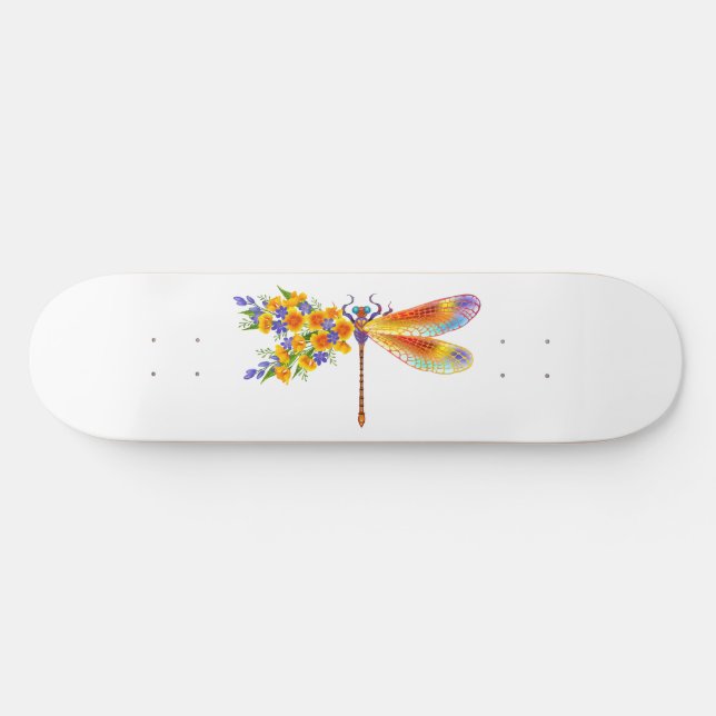 Skateboard libellule de fleurs jaunes (Horz)