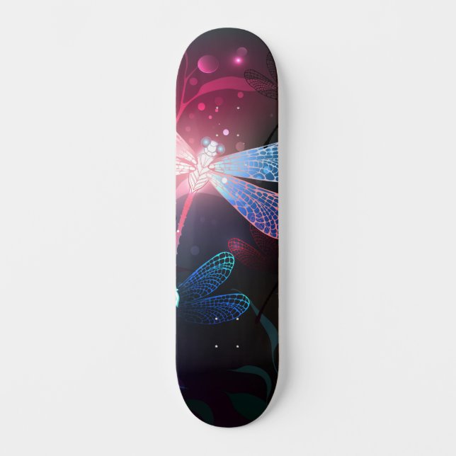 Skateboard libellule rouge brillante (Recto)