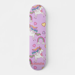 Skateboard licorne arc-en-ciel
