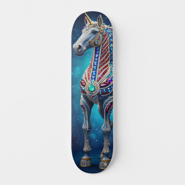 Skateboard Licorne Bijoutée (Recto)