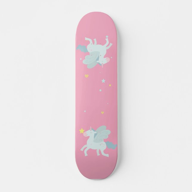 Skateboard Licorne bleue mignonne, Étoiles (Devant)