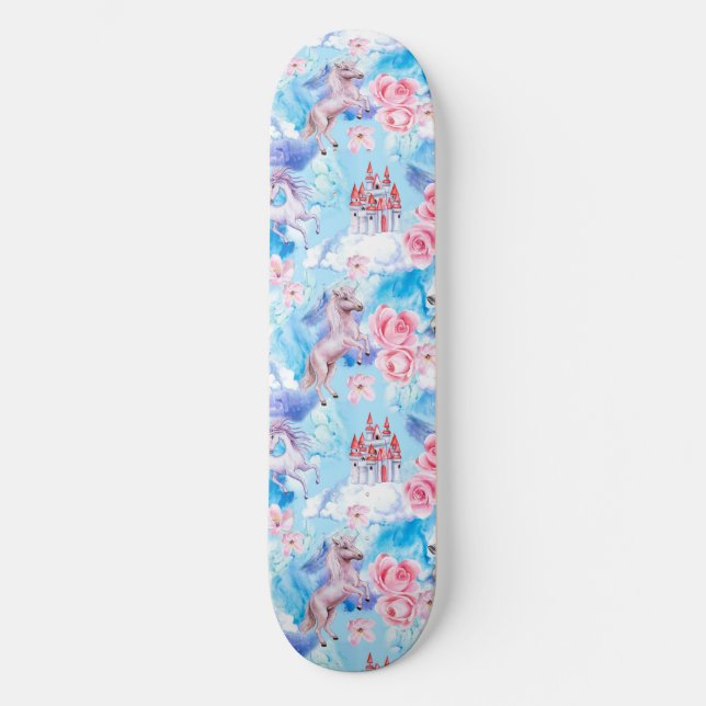 Skateboard Licorne et châteaux  (Recto)