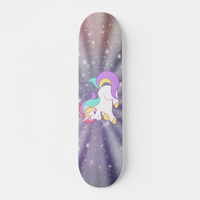 Skateboard Licorne Mignonne,Arc-en-ciel,Galaxie (Devant)