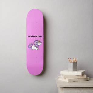 Skateboard licorne rose
