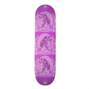 Skateboard Licornes roses