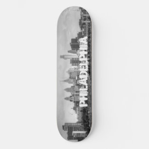 Skateboard Ligne d'horizon Philadelphie en noir et blanc