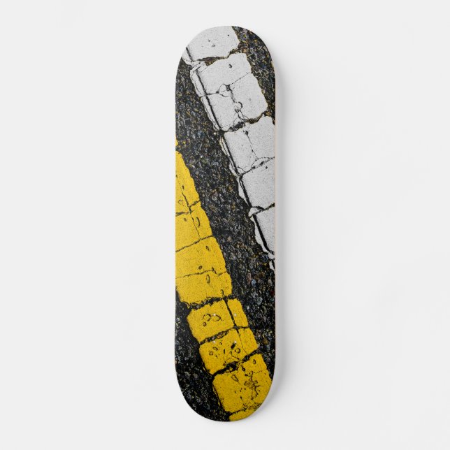 Skateboard Ligne double jaune blanc (Recto)
