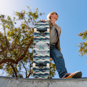 Skateboard Lignes Abstraites avec points de flocon de neige