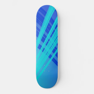 Skateboard Lignes Abstraites bleues et Turquoises