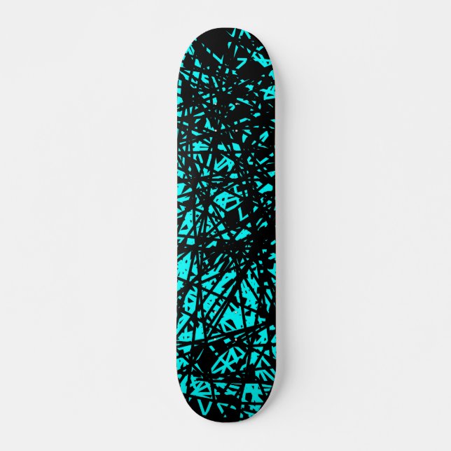 Skateboard Lignes Abstraites - Cyan (Devant)