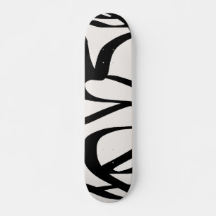Skateboard Lignes Abstraites En Fils De Crème Noir Et Beige