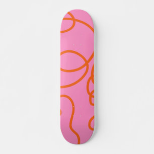 Skateboard Lignes Abstraites Roses Et Oranges Tracées De Bros