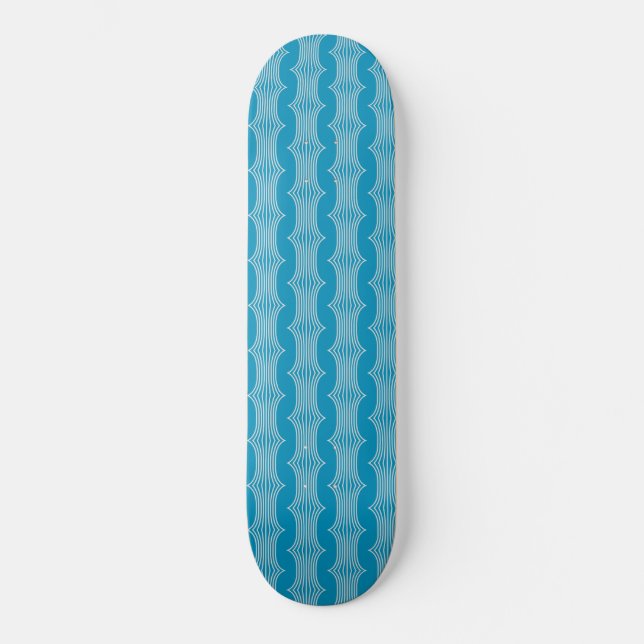 Skateboard Lignes blanches Abstraites rétro sur Motif bleu (Recto)