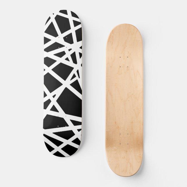 Skateboard Lignes blanches et formes noires irrégulières abst (Recto)
