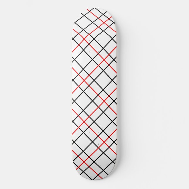 Skateboard Lignes de grille noire rouge Conception de plis (Recto)