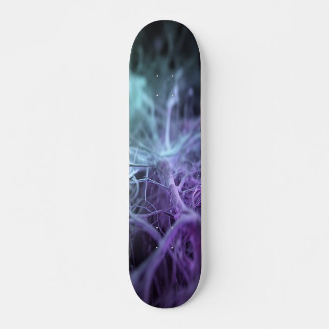 Skateboard Lignes neurales sarcelles bleues interconnectées (Devant)