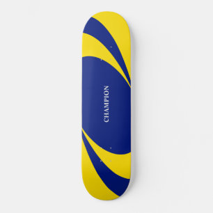 Skateboard Lignes ondulées bleues et jaunes