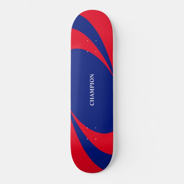 Skateboard Lignes ondulées bleues et rouges (Recto)