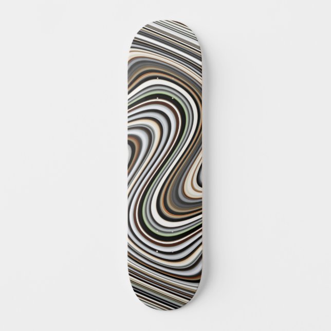 Skateboard Lignes ondulées Brown clair/beige/bleu turquoise (Recto)