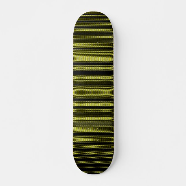 Skateboard Lignes Vastes Noires - Sur Jaune (Devant)