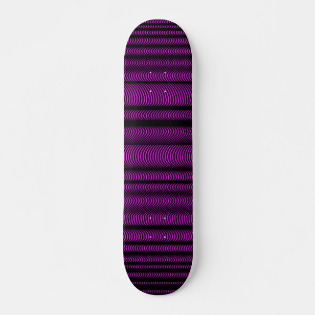 Skateboard Lignes Vastes Noires - Sur Magenta (Devant)