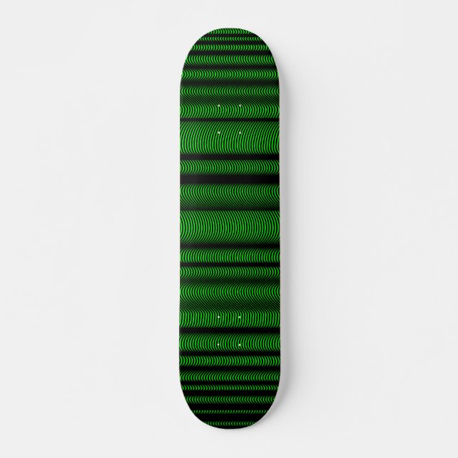 Skateboard Lignes Vastes Noires - Sur Vert (Devant)