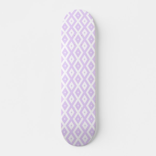 Skateboard Lilac motif de diamants violet et blanc (Devant)