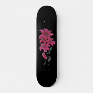 Skateboard Liliums Aquarelle Rouge