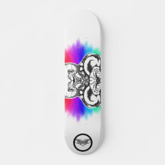 Skateboard Lion arc-en-ciel animal d'art à ligne noire et bla