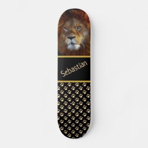 Skateboard Lion et Empreintes de pattes