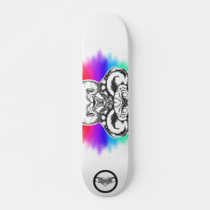 Skateboard Lion rainbow Black and white line art animal