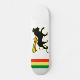 Skateboard Lion rouge, or et vert rasta