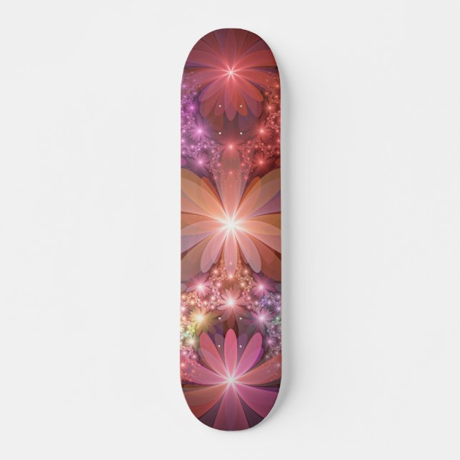 Skateboard Lit De Fleurs Coloré brillant Abstrait Fractage Ar (Devant)