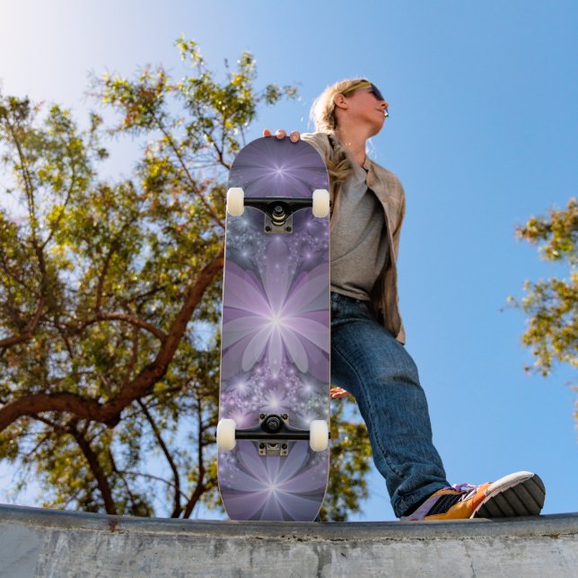 Skateboard Lit de fleurs tendance brillant art fractal abstra (Extérieur 1)
