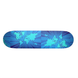 Skateboard Lit graphique bleu de carte du monde