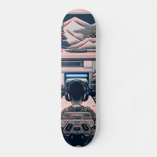 Skateboard 【lofi-art】和風 ビンテージ レトロ ネオ浮世絵盆栽アート:サイバーパンク スケートボード