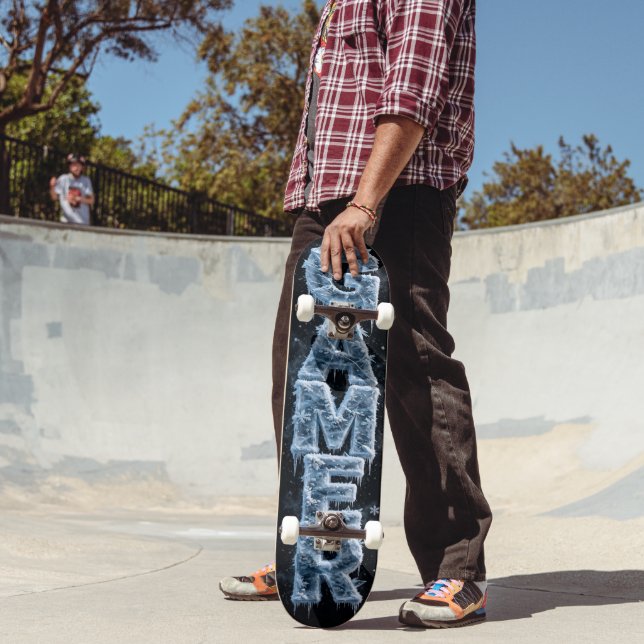 Skateboard Logo Glace 3D | Gamer Cristal Givré (Extérieur 2)