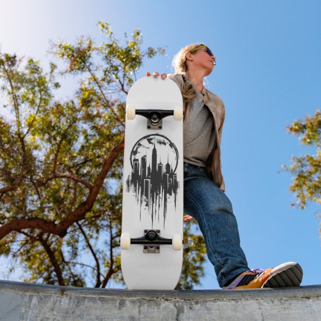 Skateboard Logo Monochrome Paysage Urbain (Extérieur 1)