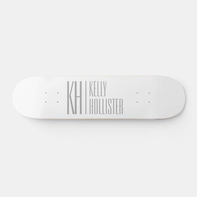 Skateboard Logo Stylish Minimal & Modern Grey Initiales & Nom (Horz)