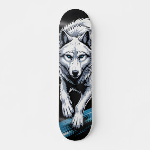 Skateboard Loup blanc Planche à roulettes