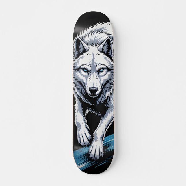 Skateboard Loup blanc Planche à roulettes  (Devant)