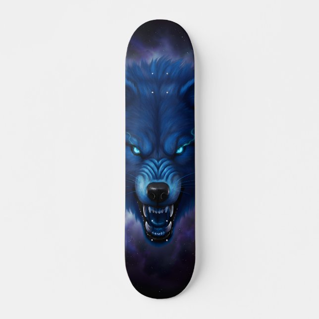 Skateboard loup bleu  (Devant)