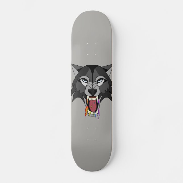 Skateboard Loup d'arc-en-ciel (Recto)