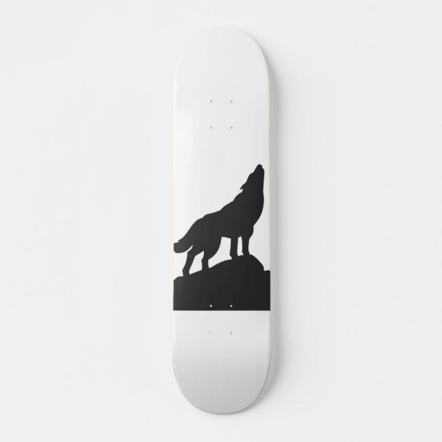Skateboard loup silhouette hurler - Choisir la couleur arrièr (Devant)