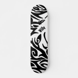 Skateboard Loup tribal Abstrait avec nom