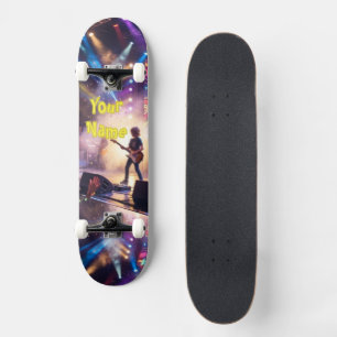 Skateboard Lumière de scène de rock star déchiquetant la guit